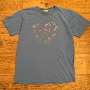 VTG ENDLESS DESIGNS Floral Heart Graphic Tee Blue USA MADE grandmacore